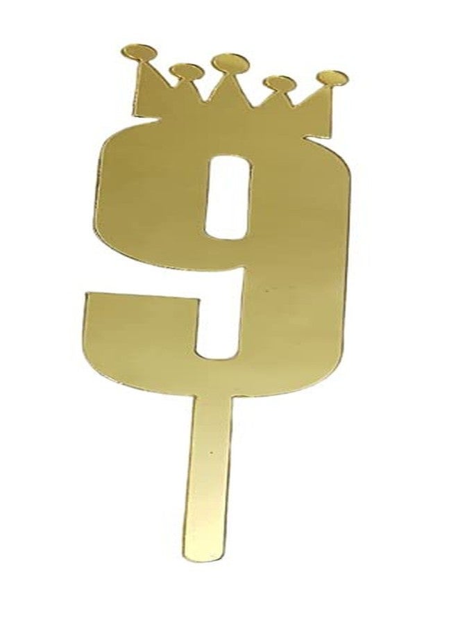 موريل زينة كعكة موريل الذهبية اللون رقم 9 مع زينة عيد ميلاد سعيد لتزيين كعكة عيد ميلاد الأطفال، أعلام للبنات/الأولاد/الأطفال. - Image 3